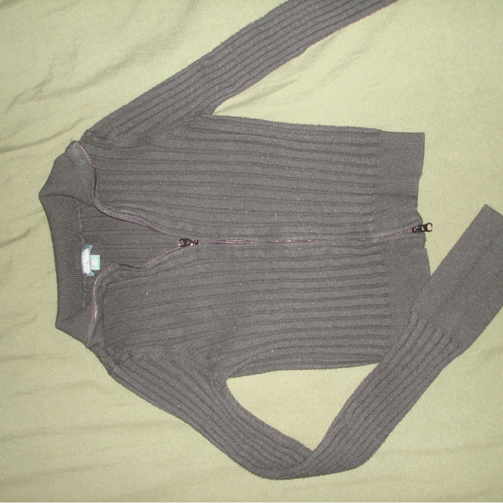 Target Gray Ribbed Knit Cardigan Sweater